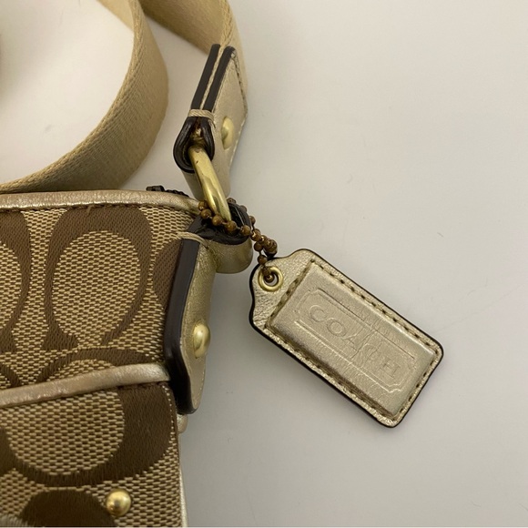Coach Signature Crossbody with Yellow and Metallic Gold Leather Flower - Picture 6 of 17